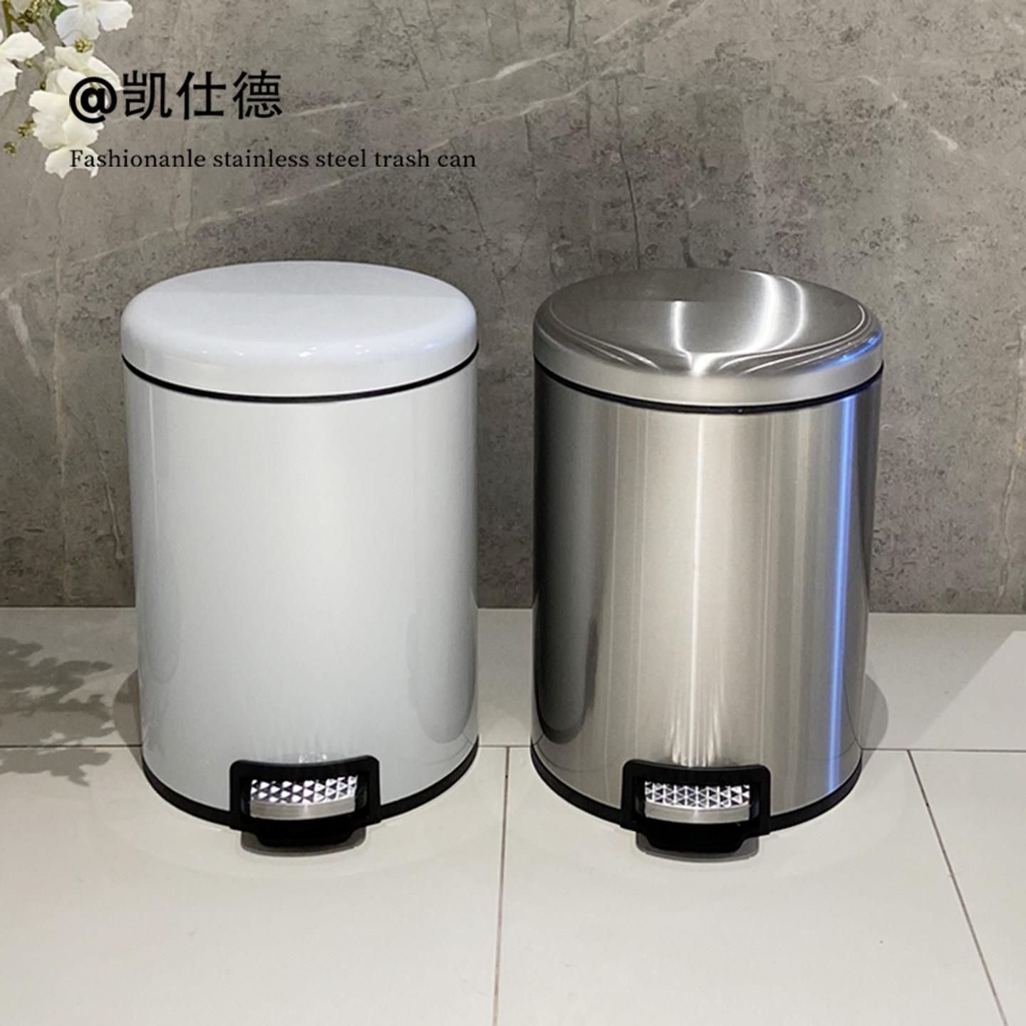 不锈钢脚踏式垃圾桶家用客厅卧室厨房化妆室带盖子防猫大号2026新