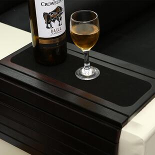 黑色木质懒人沙发扶手杯垫可折叠隔热茶杯垫客厅沙发扶手咖啡杯垫