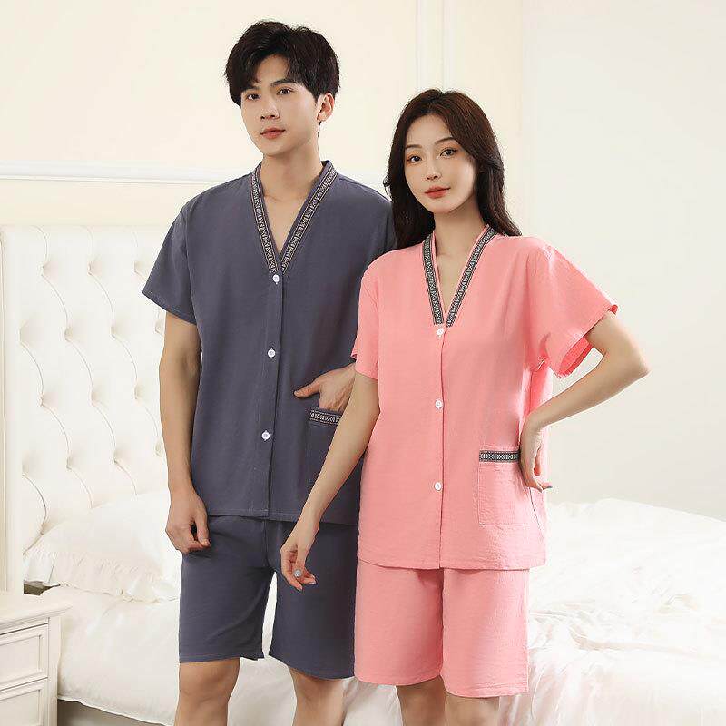 艾灸服专用女纯棉前后开衫背开理疗针灸衣服男大码开扣按摩汗蒸服