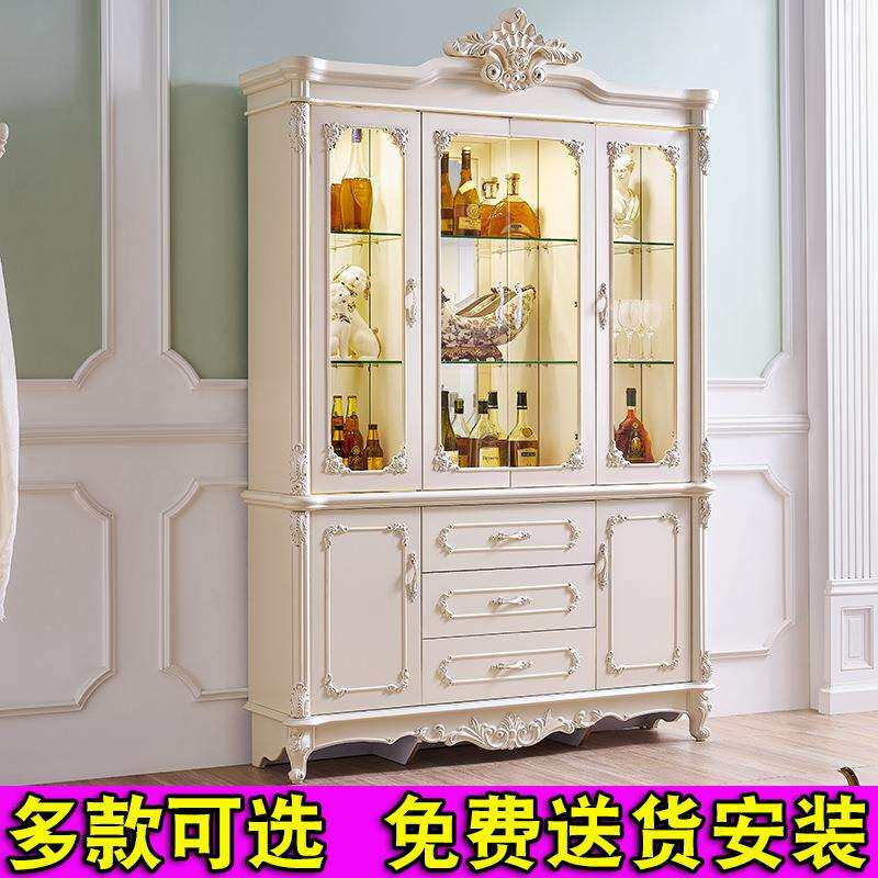 欧式酒柜法式客厅红酒柜双门三门家用靠墙展示柜简欧储物柜佛山