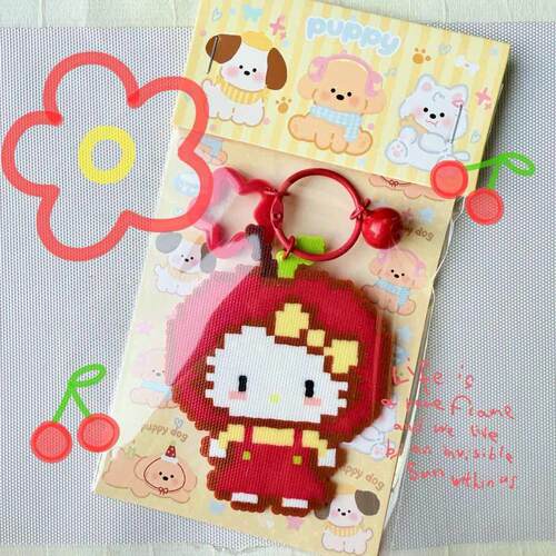 Hellokitty红色圣诞苹果可爱拼豆钥匙扣包挂件节日创意礼物成品