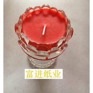 1只装 18小时高脚莲花酥油蜡 红色 无烟无味 玻璃莲花杯