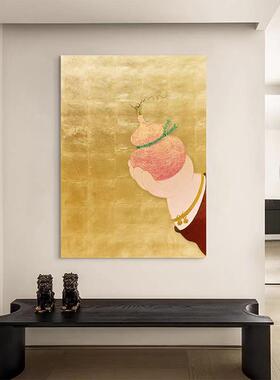 《》轻奢高级感金箔客厅装饰画新中式好寓意餐厅玄关挂画