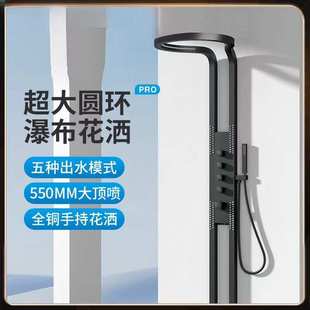 家用纯铜挂壁大瀑布旋转多功能增压淋浴套装 德国浴室高端花洒套装