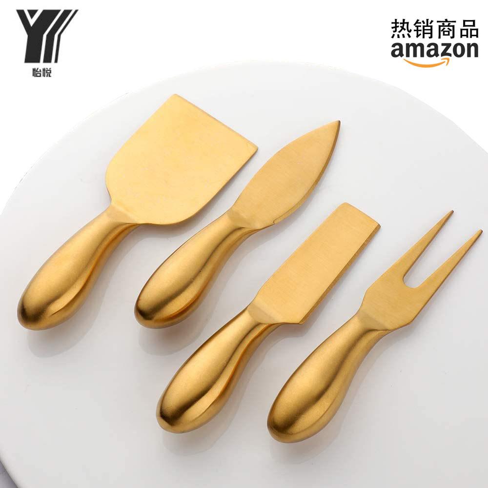 亚马逊不锈钢金色芝士刀奶酪刀蛋糕叉子尖刀切刀牛油刮刀烘培工具