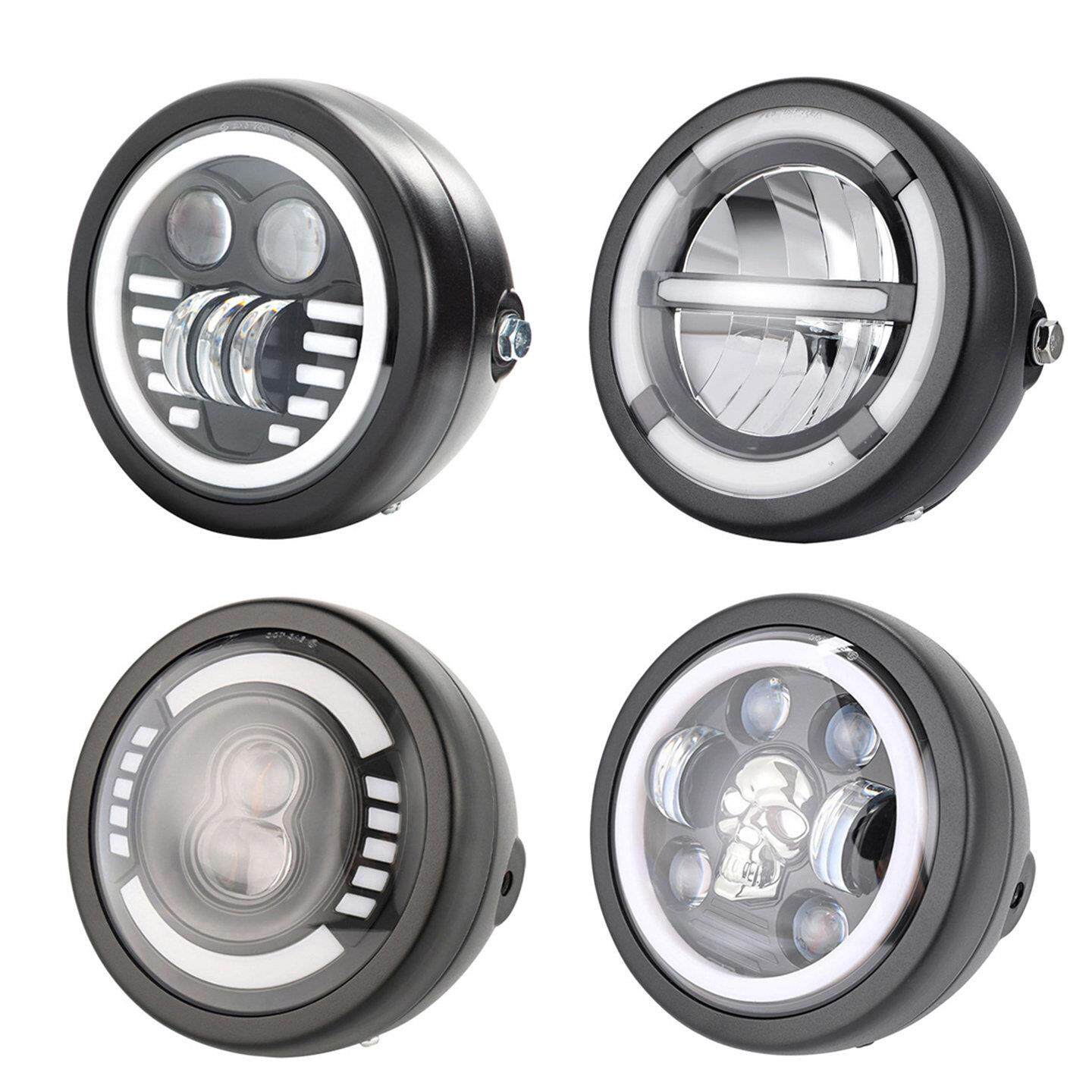 机车配件改装LED圆形前大灯哈雷CG125GN覆古远近灯光日行灯总成A