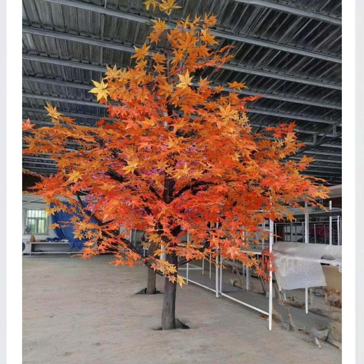 大型彷真红枫叶树假红枫树盆栽假树落地客厅装饰树道具树花艺庭院