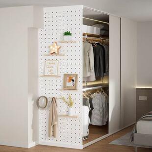 G2K金属衣柜衣帽间洞洞板屏风隔断墙北欧客厅入户玄关实木置物架