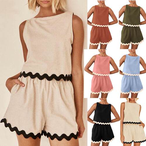 Womens Tank Top Shorts TwoPiece Set Casual Sleeveless Top