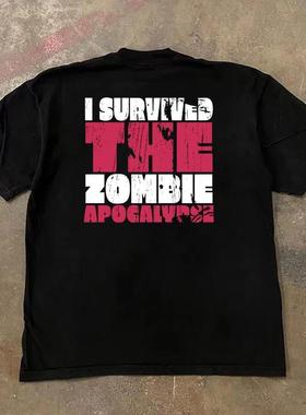 Revive末世生存复古纯棉圆领T恤短袖男女同款宽松小众设计半袖