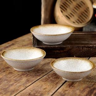 粗陶碗个性 复古怀旧创意土陶餐具 碗碟家用手工老式 复古斗笠碗日式