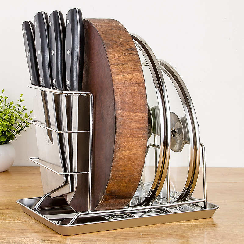 菜板架 砧板架304不锈钢厨房家用多功能收纳置物架放案板粘板架子