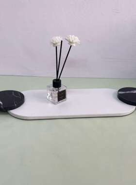 简轻奢收理石把手托盘样板大间客厅桌欧面家ZEH居皮革纳装饰品