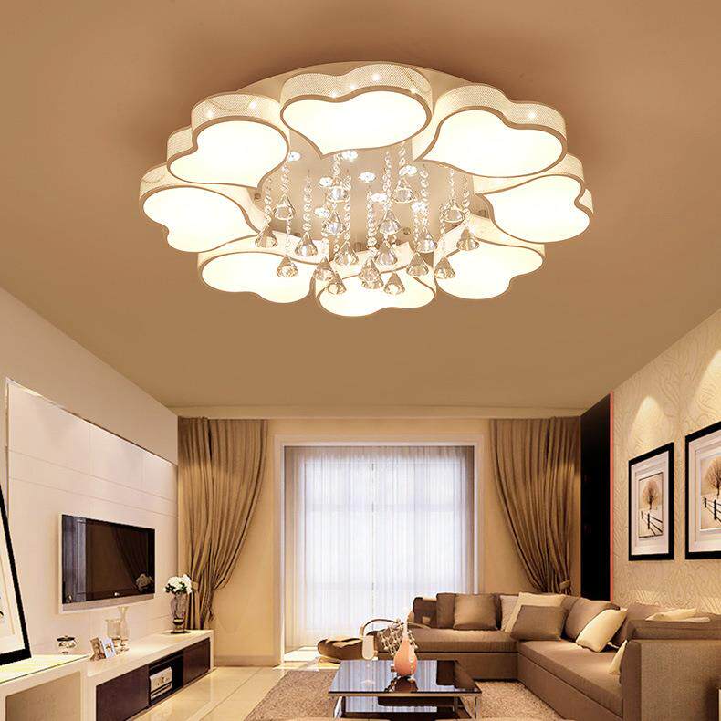 简约后现代led大气客厅主卧室房间灯温馨浪漫创意心形水晶吸顶灯