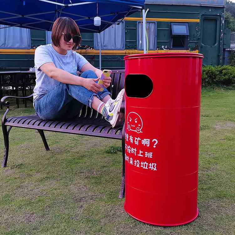 铁艺手工意垃全圾筒落地装红饰摆件网胖墩墩金属收纳创筒厂XYX家