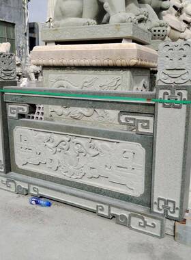 天然花岗岩石栏杆鱼池寺庙围墙石栏杆护栏青石镂空雕刻石雕栏杆
