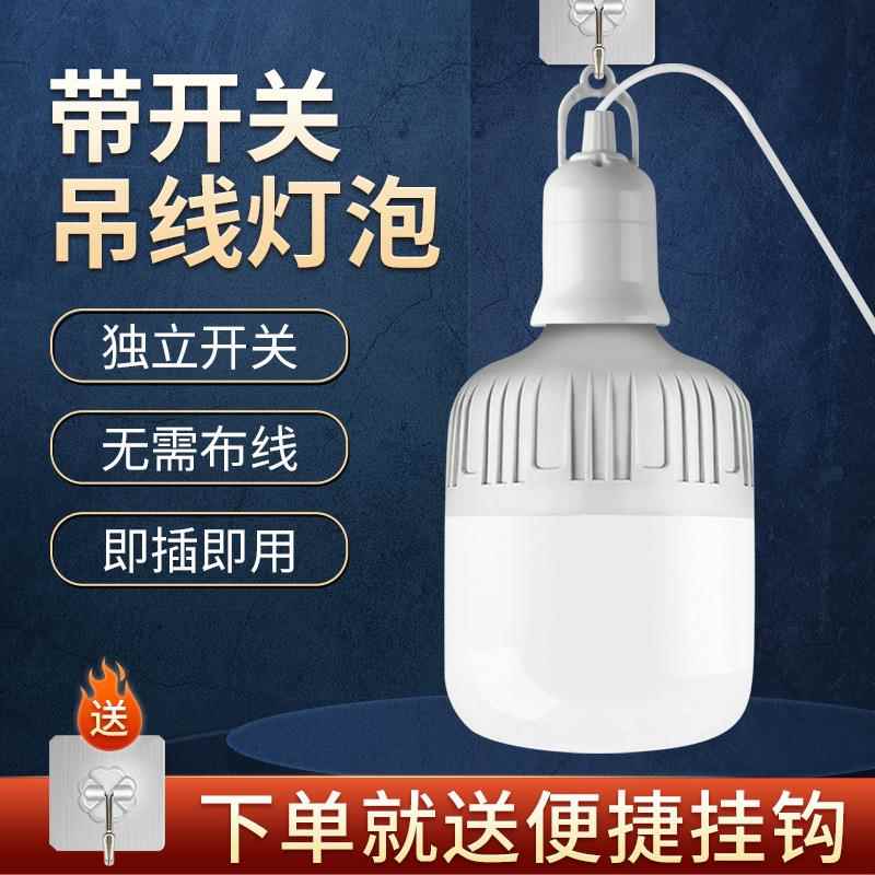 带线灯泡插电式照明灯灯泡带插头带开关线节能灯悬挂式螺口球泡灯
