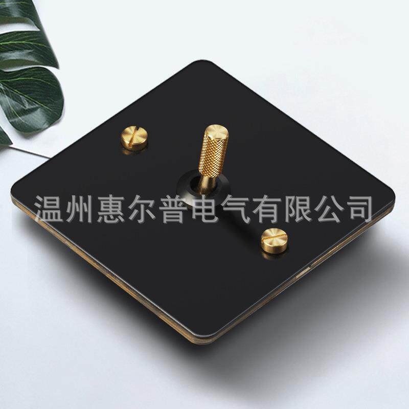 英式86型明装家装开关黑色复古滚花拨杆不锈钢烤漆面板开关插座手