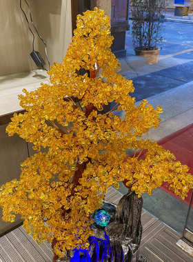 树大号乔迁彩光客厅流水滚珠招财摆件摆件落地开业黄水晶办公送礼