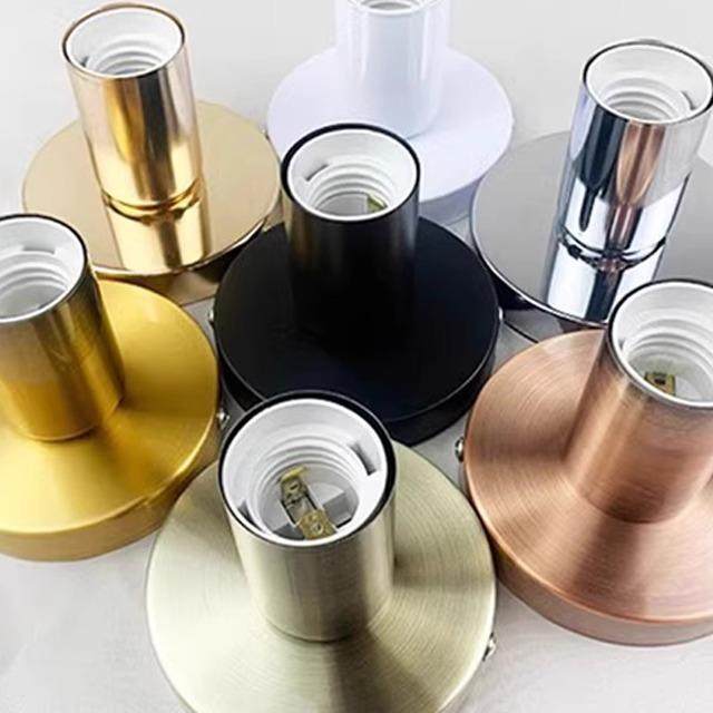 e27灯座螺口万向灯头灯口金色灯坐灯泡底座轨道射灯吸顶明装家用