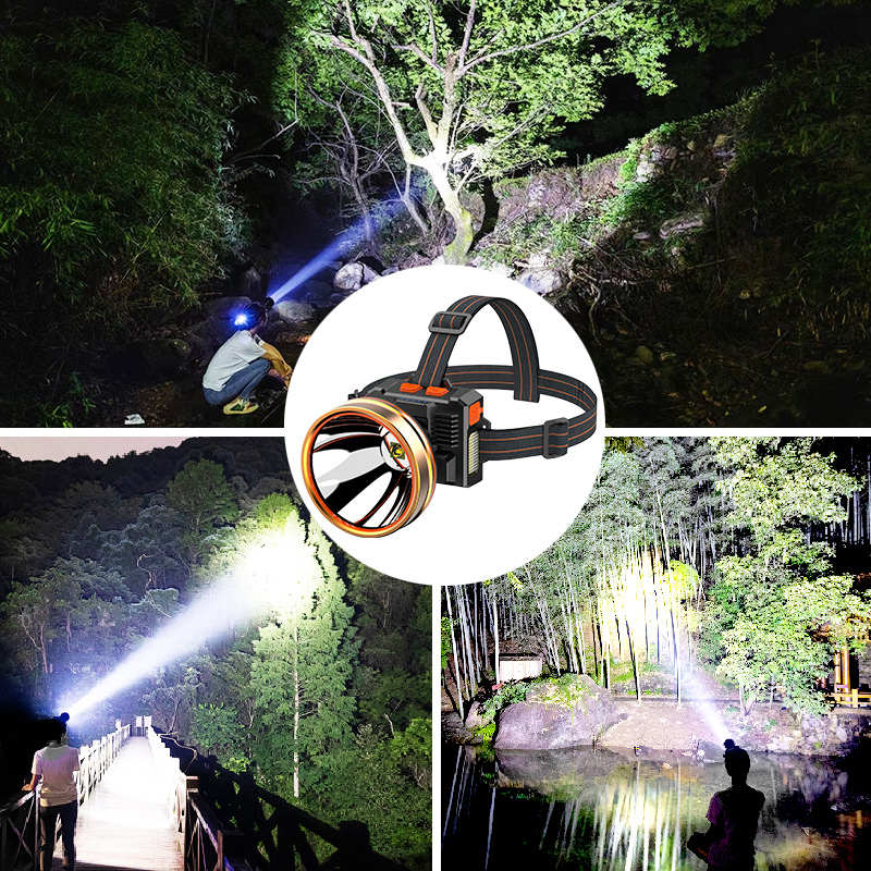 头灯强光充电超亮头戴式照明灯户外赶海手电筒感应夜钓鱼专用矿灯
