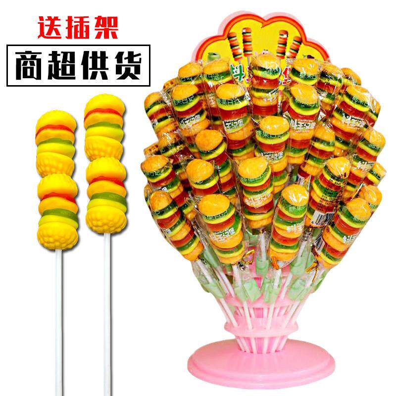 新疆包邮儿童创意串串烧汉堡糖果橡皮软糖棒棒糖奖励表扬小孩趣味