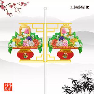 饰灯 户外花篮灯箱LED双面发光吸塑市政景观灯道路工程路灯杆led装