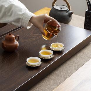 L^实木茶盘整块黑檀木茶盘长方形家用茶海简约大号原木排水功夫茶