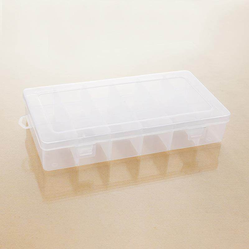 18格塑料透明收纳盒子分储物首饰品工具元件盒串珠渔具包装盒带盖