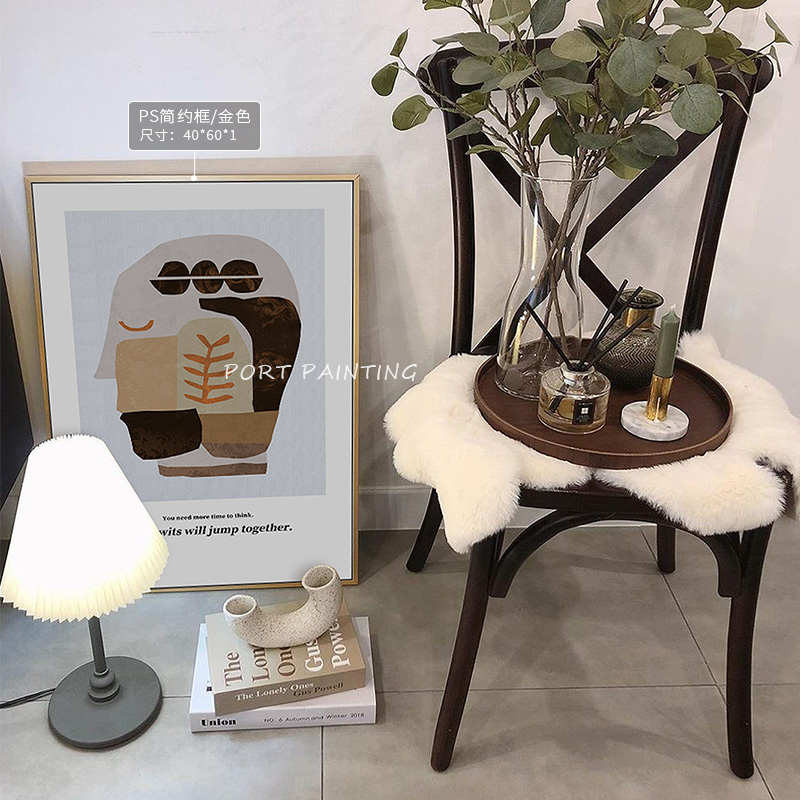 港画 北欧装饰画艺术抽象色块组合壁画工作室简约挂画复古落地画图片