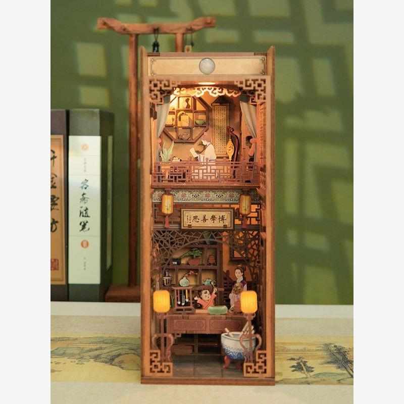 古风拼装感应书立自在书斋diy小屋立体摆件手工微缩模型触控