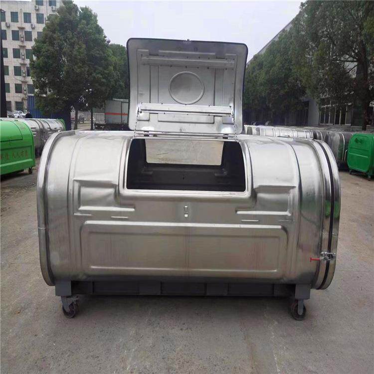 现货3方烤漆垃圾桶加厚车载四轮不锈钢移动垃圾箱招标采购