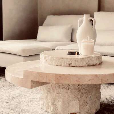 黄洞石天然石材莱姆石瓷砖石灰华餐桌吧台茶几底座travertine