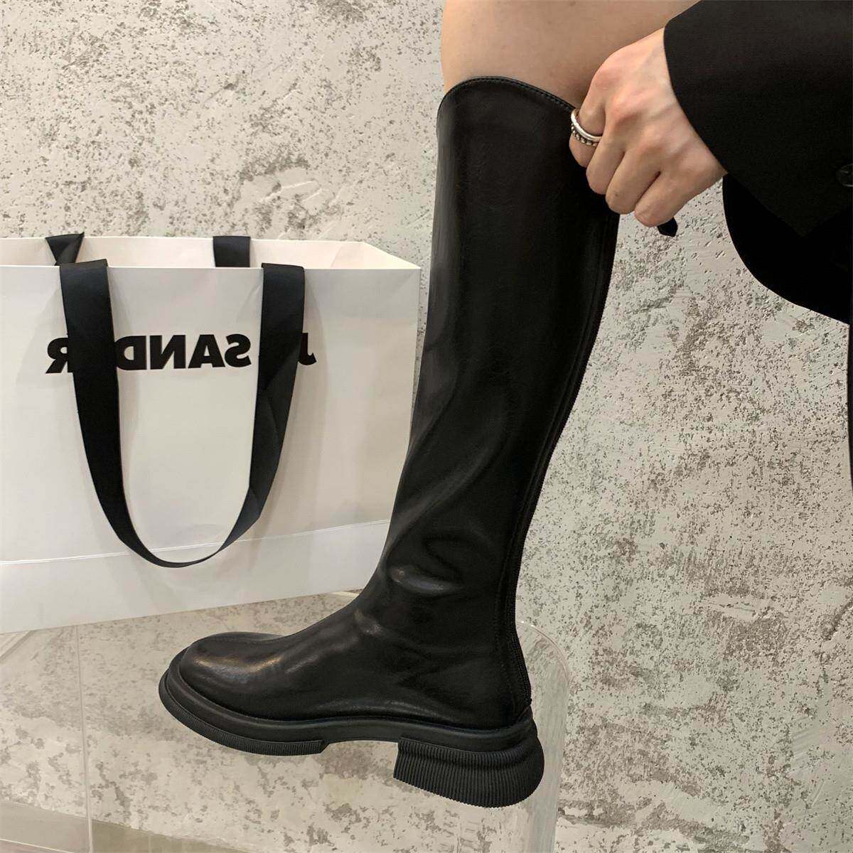 香港瘦瘦长靴子女秋冬季2025新款韩版高筒中跟时尚法式长筒骑士靴