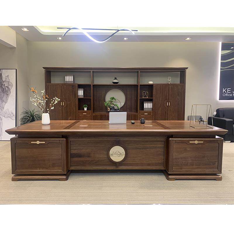 新中式办公桌老板桌大气总裁桌大班台实木经理桌椅组合KB0132等