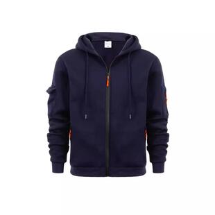 hoodie hooded Men arm zip sweatshirt pocket