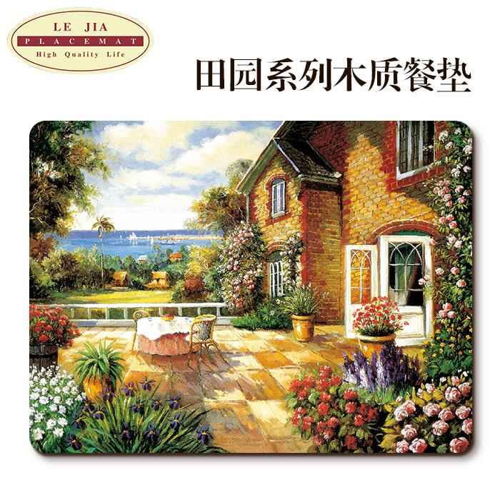 出口名画田园系列木质餐垫隔热垫软木餐垫装饰画来图可批量定制