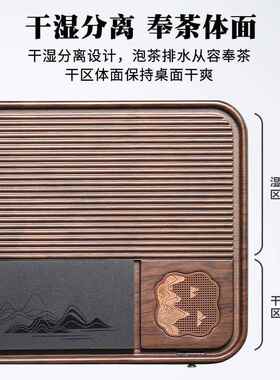 205新款茶2盘办干公室家用茶台小型新中式禅轻意F98M5JS6奢茶托盘