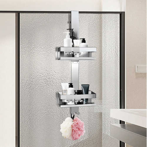 壁挂式不锈钢吸盘置物架卫生间浴室收纳架洗脸巾收纳盒壁挂免打孔