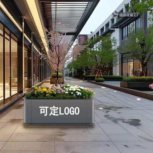 不锈钢花箱外摆隔断花坛商业街市政花坛树箱铁艺景观花池围栏