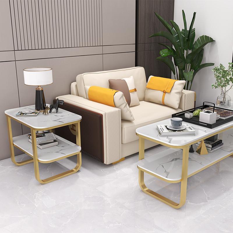 轻奢沙发桌岩板台边几QMS边柜简约双层角几床头茶柜方形边客厅阳