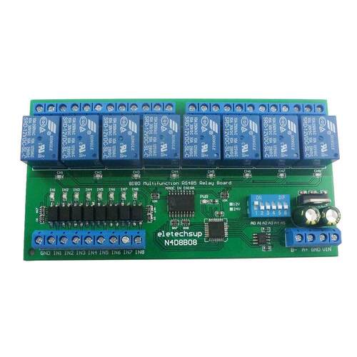 8输入8输出RS485继电器Modbus RTU协议DIN35轨道外壳PLC扩展板