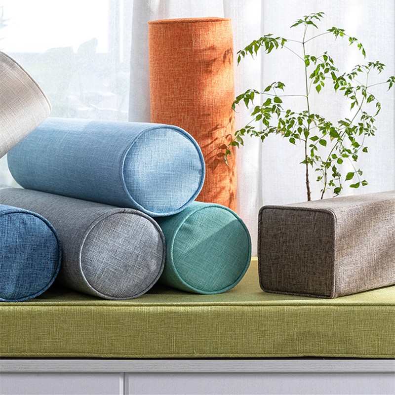 枕头圆柱形抱枕圆形腰枕可拆洗棉麻长条靠枕枕芯侧睡夹腿女