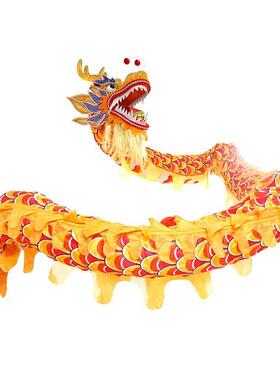 众UOP表迈L11节黄色绸舞龙道龙具龙灯服装舞狮龙狮演头布布