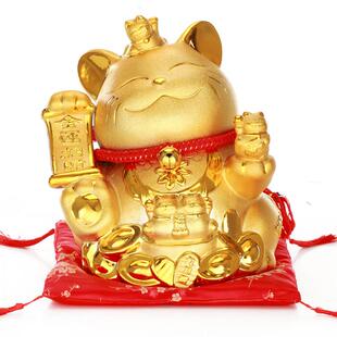 金色招财猫摆件小号大号陶瓷扑满存钱筒摇手开 业收银柜台装饰发