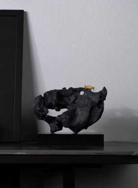 现代新中式创意假山太湖石摆件高端售楼处样板间玄关办公室装饰品