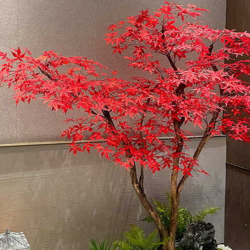仿真绿植红枫树商场酒店茶室室内外落地简约装饰造景大型仿真假树