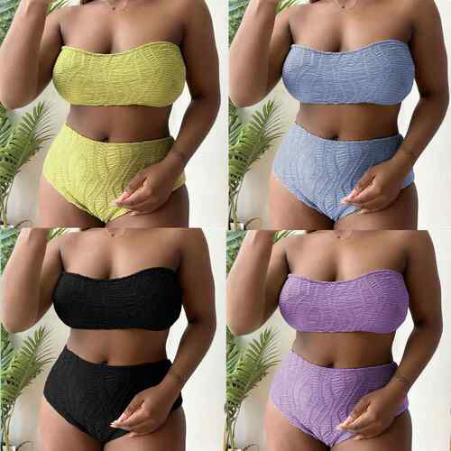 Plus size swimsuit strapless high waisted bikini swimsuit