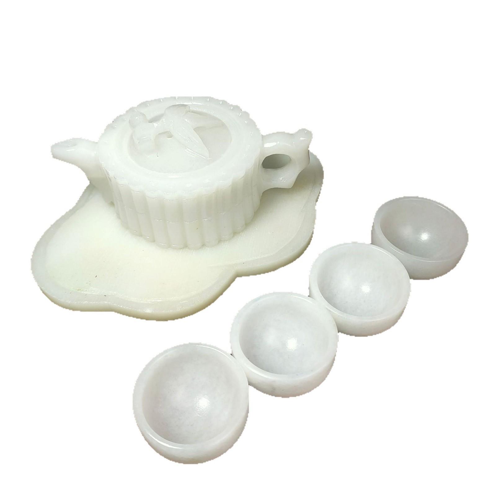 天然白玉阿富汗玉石玉壶茶具茶壶酒具摆件高档茶杯套装礼品