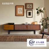实木电视柜客厅黑色复古古风家用储物柜现代小户型北欧简约电视机